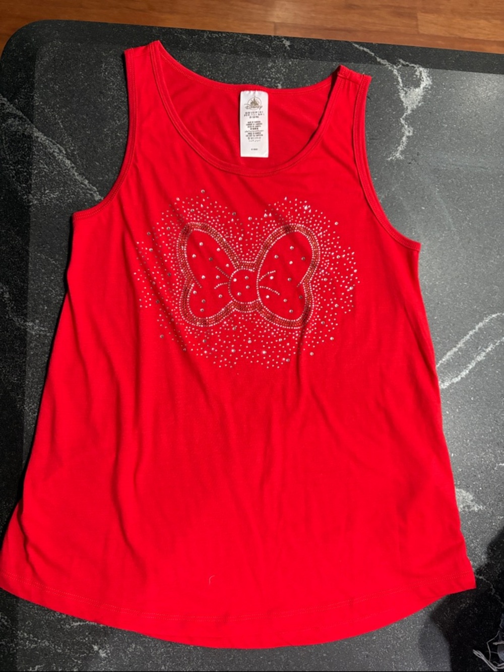 Disney Red Tank Top with Rhinestone Minnie Mouse Bow